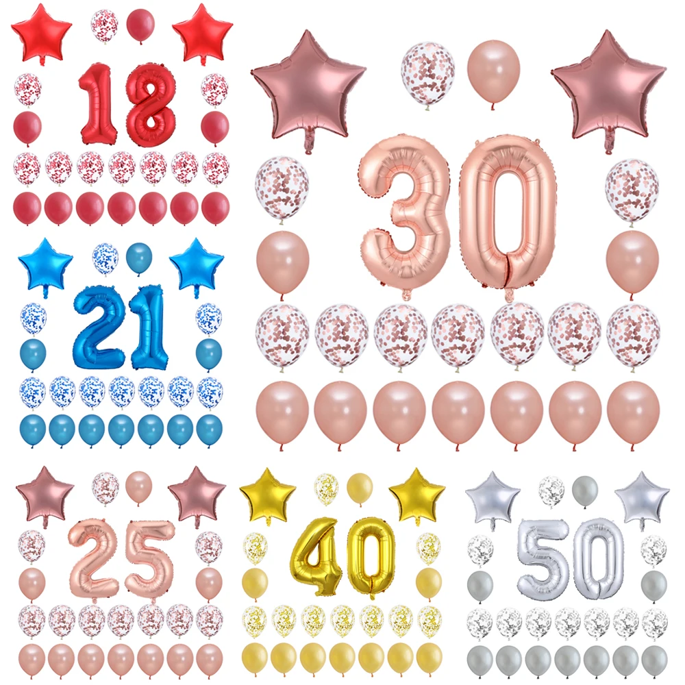 Воздушный шар для дня рождения Воздушные шары из фольги в виде цифр 18 20 25 30 40 50 24