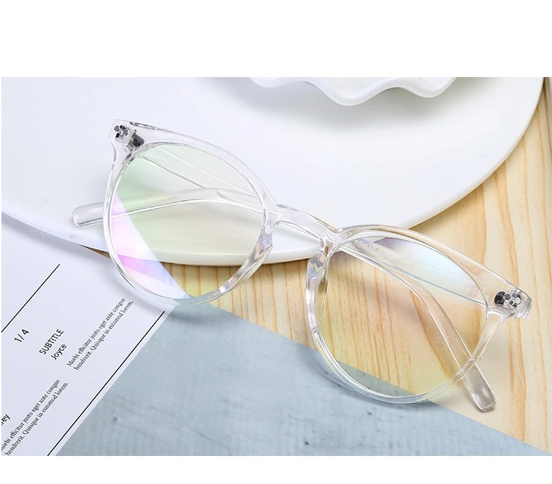 Прозрачные женские очки, оправа для мужчин, анти-синий светильник, оправа для очков, винтажные круглые прозрачные линзы, очки, оптическая оправа для очков - Цвет оправы: Transparent