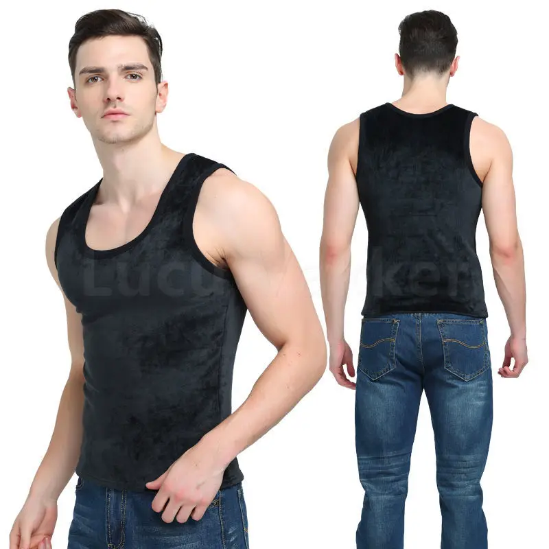 

Winter Men thermal shirt Underwear Breathable Vest Sleeveless Velvet Soft Tank-Tops Warm Fitness Thick Male Undershirt termica