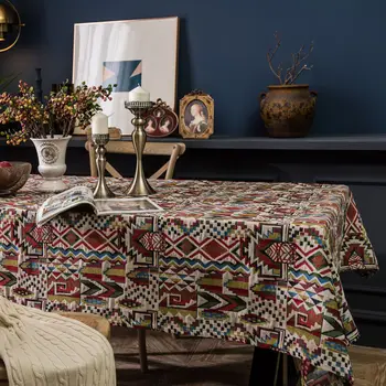 

American Tablecloth Colorful Jacquard Tablecloth Bohemian Double-sided Pattern Thick Rectangular Table Cover Home Decor