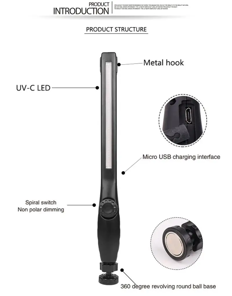 New UV Sterilize Disinfection Lamp LED Home Travel USB Charging Germicidal Air-purification Lamp UVC Light Eco-friendly