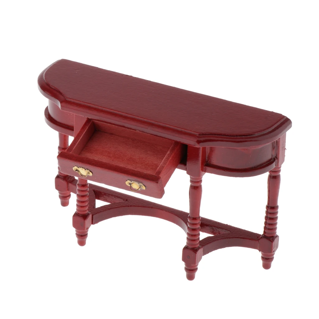 Miniature Dollhouse Wooden Writing Desk with Working Drawer for 1:12 Dolls House Study Office Furnishings and Decorations Toy