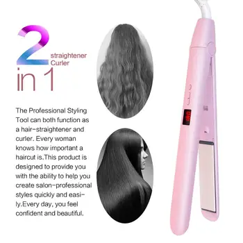 

Professional Hair Straightener Titanium Flat Iron For 2 In 1 Hair Straightening And Curling Iron 1 Inch Plates With Dual Voltage