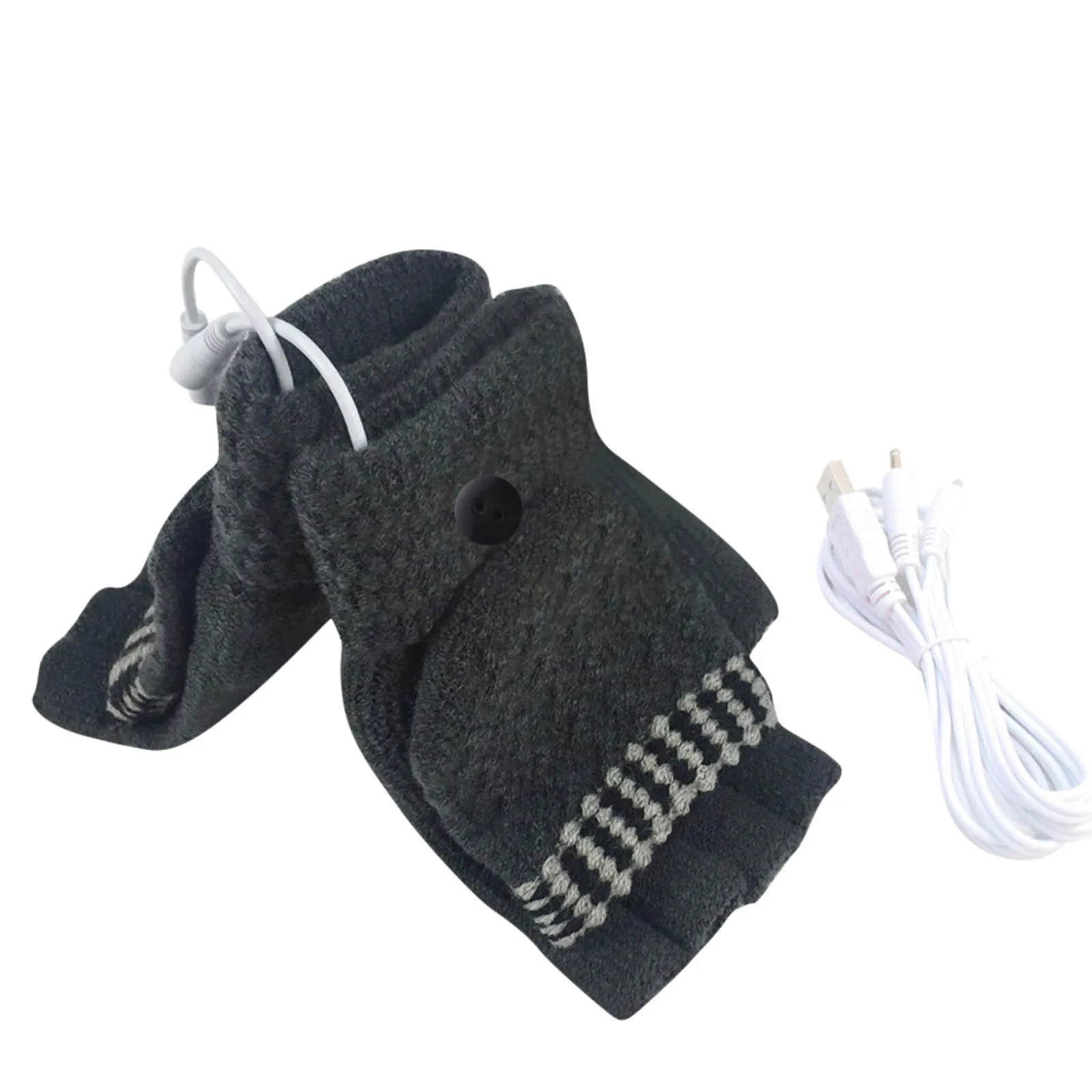 2020 New Laptop Women Men USB Heated Mitten Full&Half Finger Winter Warm Knit Hand Gloves