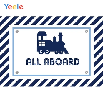 

Yeele Painting Portrait Stripe All Aboard Locomotive Photography Backdrop Personalized Photographic Backgrounds For Photo Studio