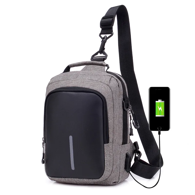 

2019 New Style Multi-functional USB Charging Chest Pack Breathable Anti-Spillage Crossbody Bag Men Anti-Theft Chest Bag