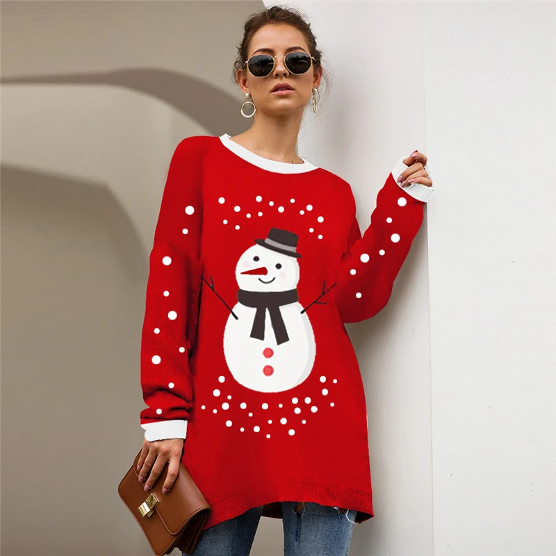 

Ugly Christmas Jumper Sweater Autumn Winter New Snowwan Clothes Leopard Knitted Pullover Sweaters Tops For Women 2020 Fashion
