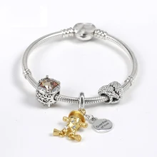 Подлинный 925 пробы Серебряный креативный модный чучело зернистый костюм подходит для оригинальных женских шармов Панов браслет DIY ювелирные изделия