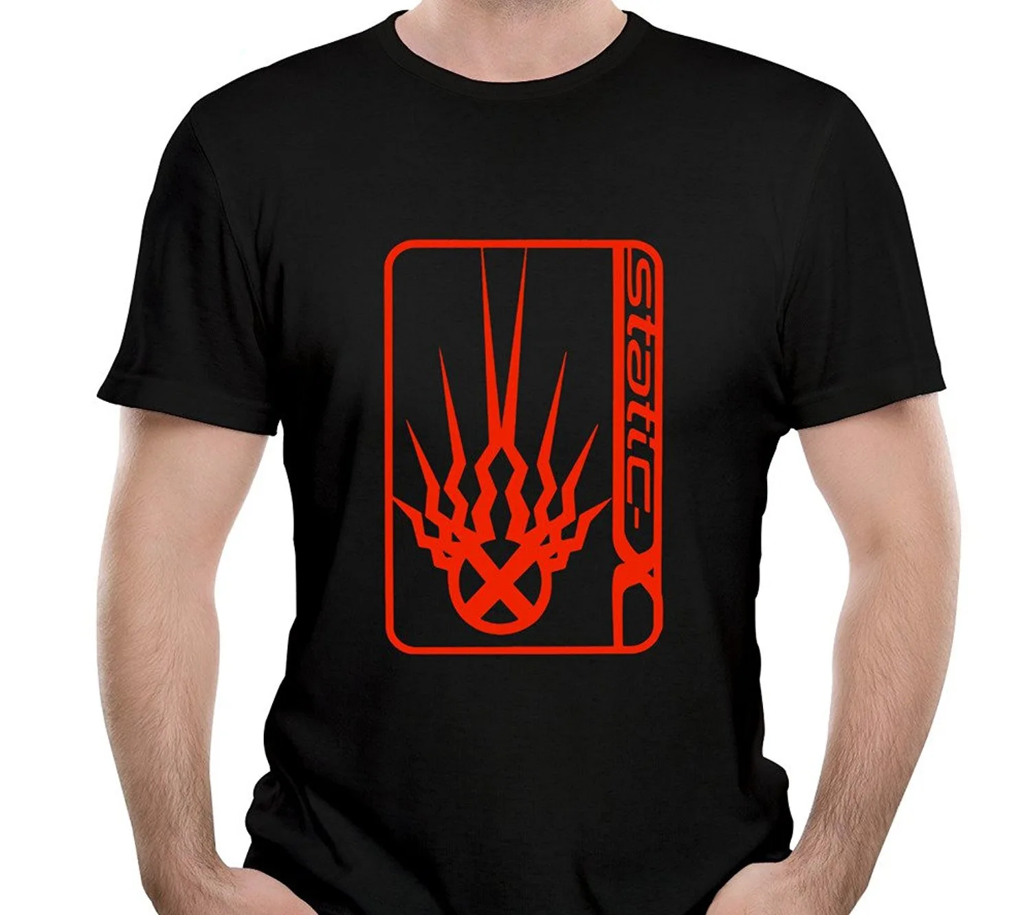 

Short Sleeve Round Neck T Shirt Promotion Men'S Static X Nu Metal Push It Short Sleeves T Shirt