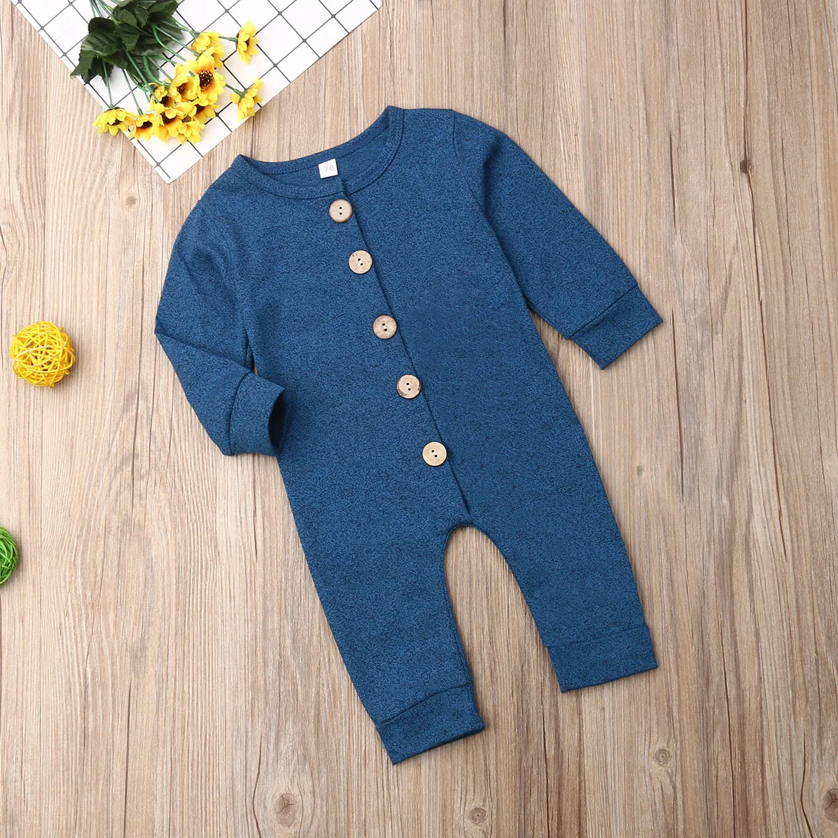

Newborn Baby Boy Girl Clothes Solid Color Cotton Button Romper Jumpsuit One-Piece Outfit Playsuit Autumn Clothes