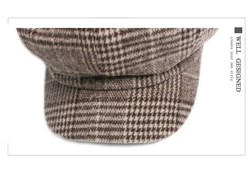 Fashion Newsboy Beret Cap For Men And Women Cabbie Octagonal Hat Golf Driving Beret Summer Winter Autumn Retro Lattice Plaid Hat