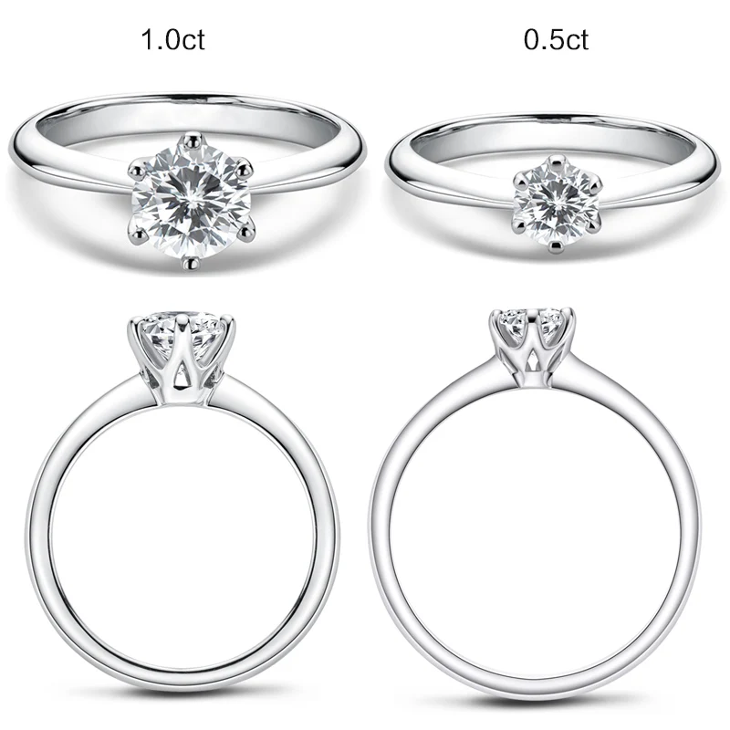 Moissanite Diamond Ring 925 Silver 0.5/1.0 Carat engagement rings wedding rings finger rings stone rings fashion ring fashion rings metal rings