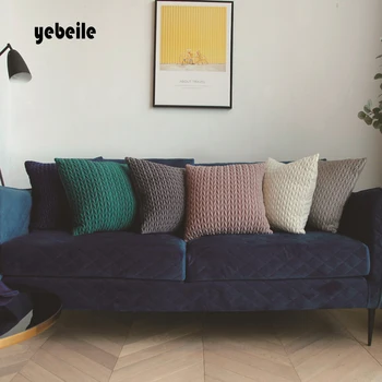 

Yebeile 1PC high quality Velvet Twist Braid Pillow 45*45cm Cushion Simple plain Sofa Throw Pillowcases soft Cushion for Sofa
