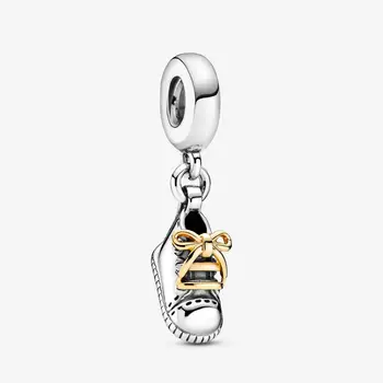 

2020 New Real 925 Sterling Silver Baby Shoe Dangle Charm Fit pandora charm Bracelet Necklace pendant Bead DIY jewelry