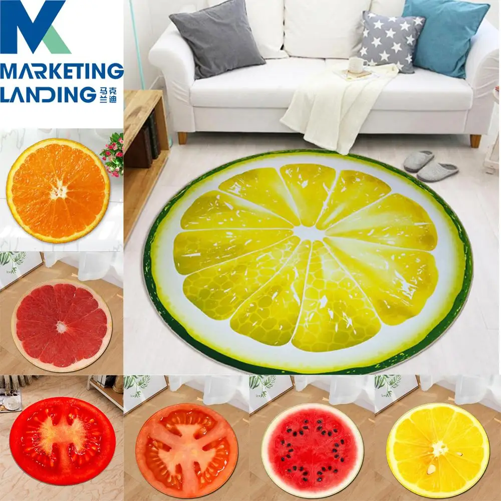 Освежающий летний круглый ковер Фрукты 3D Мягкие Ковры йога коврик Противоскользящие коврики киви арбуз коврик для детской комнаты домашний декор