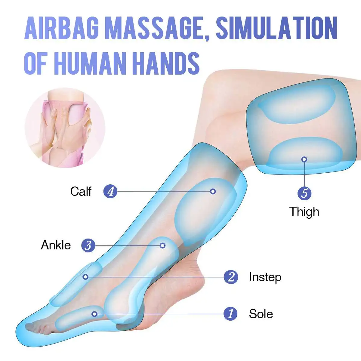  Adjustable Electric Leg Massager Foot Leg Massage Therapy Promote Blood Circulation with Knee Heat 