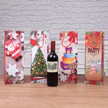 

12pcs Christmas Paper Wine Bottle Gift Bags Reusable Present Packaging Pouch New