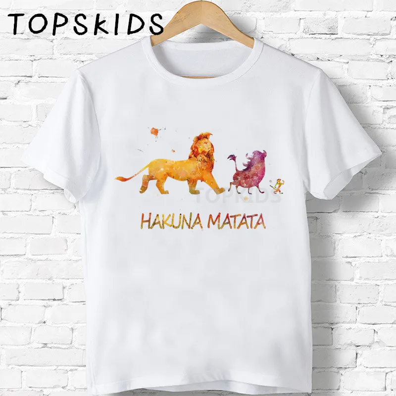 Детские футболки с принтом Король Лев Hakuna Matata забавные детские топы для