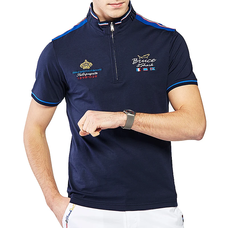 

Bruce &Shark Fashion Classic Men Polo Shirt Summer Short Sleeve MEN TOPS Solid Strech Cotton Male TEES Plus Size 4XL Brand best