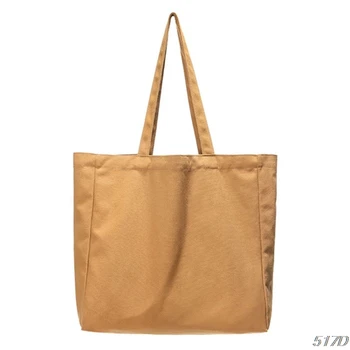 

Reusable Grocery Bag Solid Color Canvas Tote Bag Portable Shopping Handbag 517D