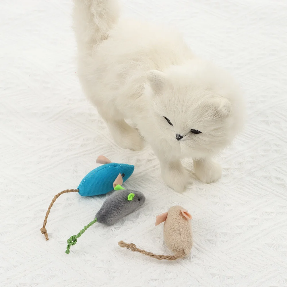 3Pcs/Lot Colorful Funny Cats Interactive Toy Plush False Mouse Pet Cat Toy Kitten Playing Pet Training Supplies Interactive Tool