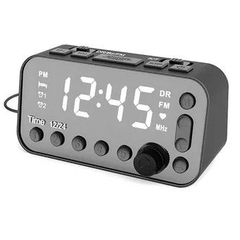

2 In 1 Digital DAB FM Mirror Alarm Clock Radio LCD Display Backlight Adjustable Alarm Volume Alarm Clock