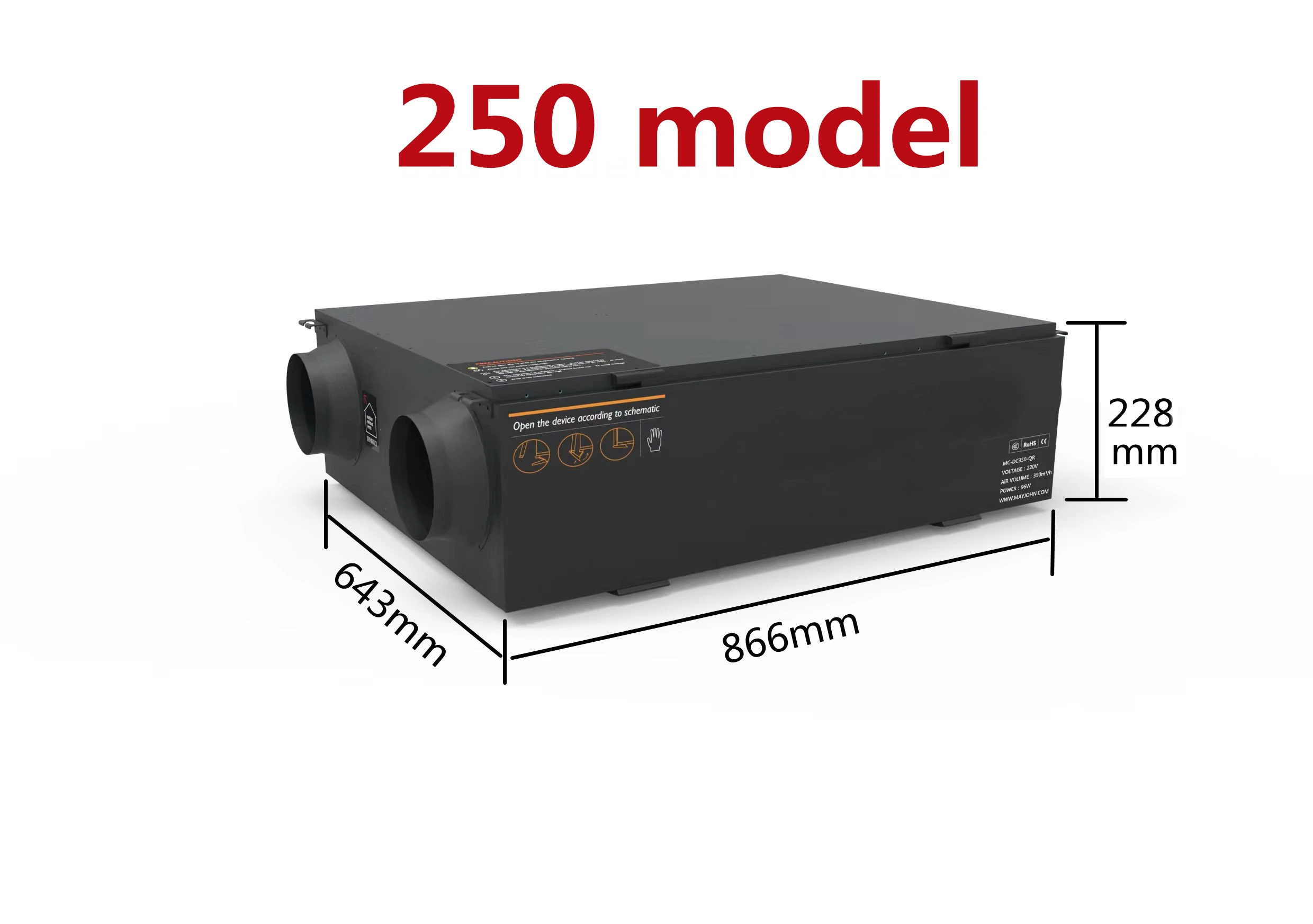 H58f98a7efec841aeb5012672f88750b1s 250/350 Fresh Air Purifier Central Handling System PM2.5 Commercial Household Ceiling Type Full Heat Exchanger Ventilating Fan Mallzona