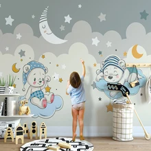 Индивидуальные Современные модные стерео мультфильм обои слон езда облако дети задний план обои домашний декор