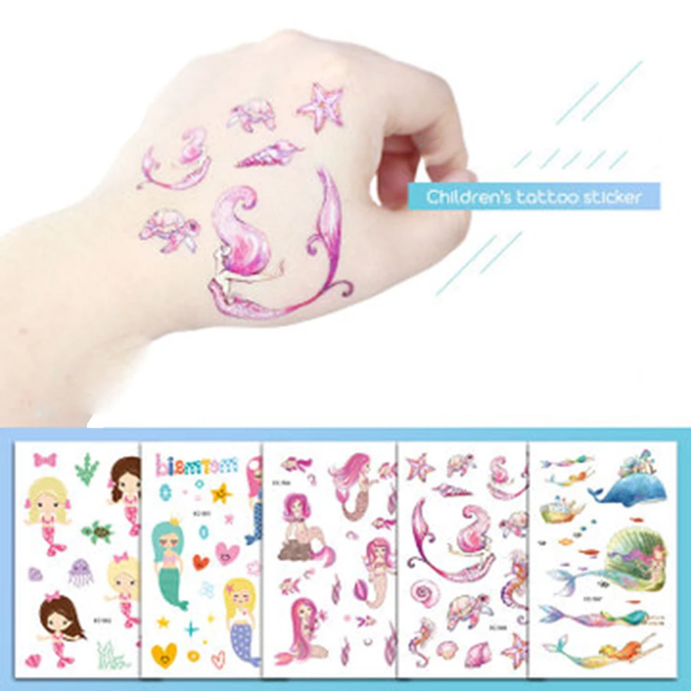 

1PC Mermaid Princess Waterproof Temporary Tattoo Stickers Girls Fake Tattoo Flash Body Art Tatoo Christmas Gift For Children