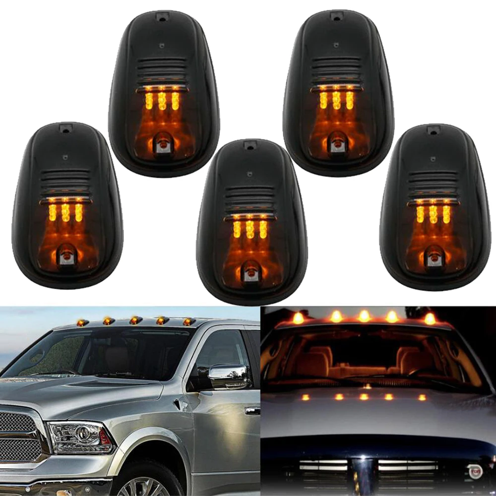 5pcs Cab Marker Lights Amber White 12v Truck Pickup Roof Clearance