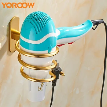 

Stainless Steel Golden Black Chrome Blow Hair Dryer Holder Wall Mounted Bathroom Bath Support Dropshipping GYP00BF 2