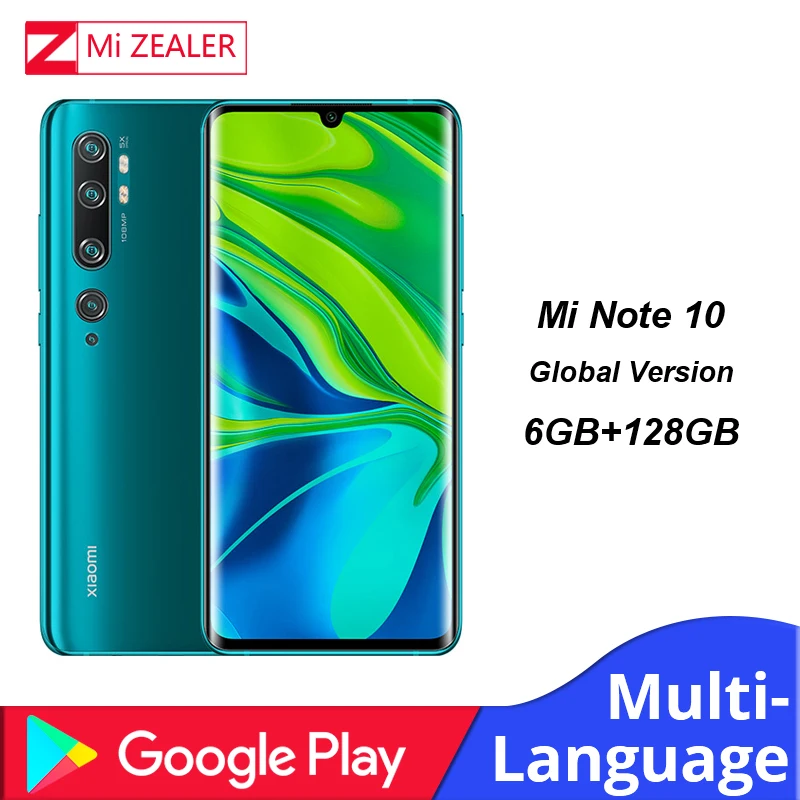 Глобальная версия Xiaomi Mi Note 10 смартфон 6 ГБ ОЗУ + 128 Гб ПЗУ Penta камера 5260 мАч