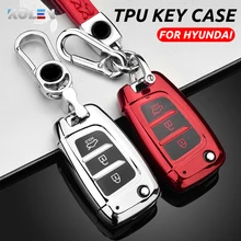 Miękka TPU obudowa kluczyka do samochodu z pilotem obudowa do Hyundai Elantra Solaris 2017 Santa Fe Verna Tucson i35 i40 Genesis Fe akcesoria