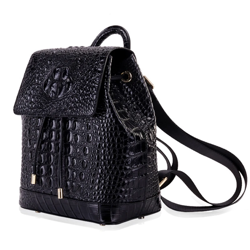 New Real Cowhide Crocodile Pattern Women Backpack Fashion Women Genuine Leather Backpack Luxury Famous Brand Female Bag 4