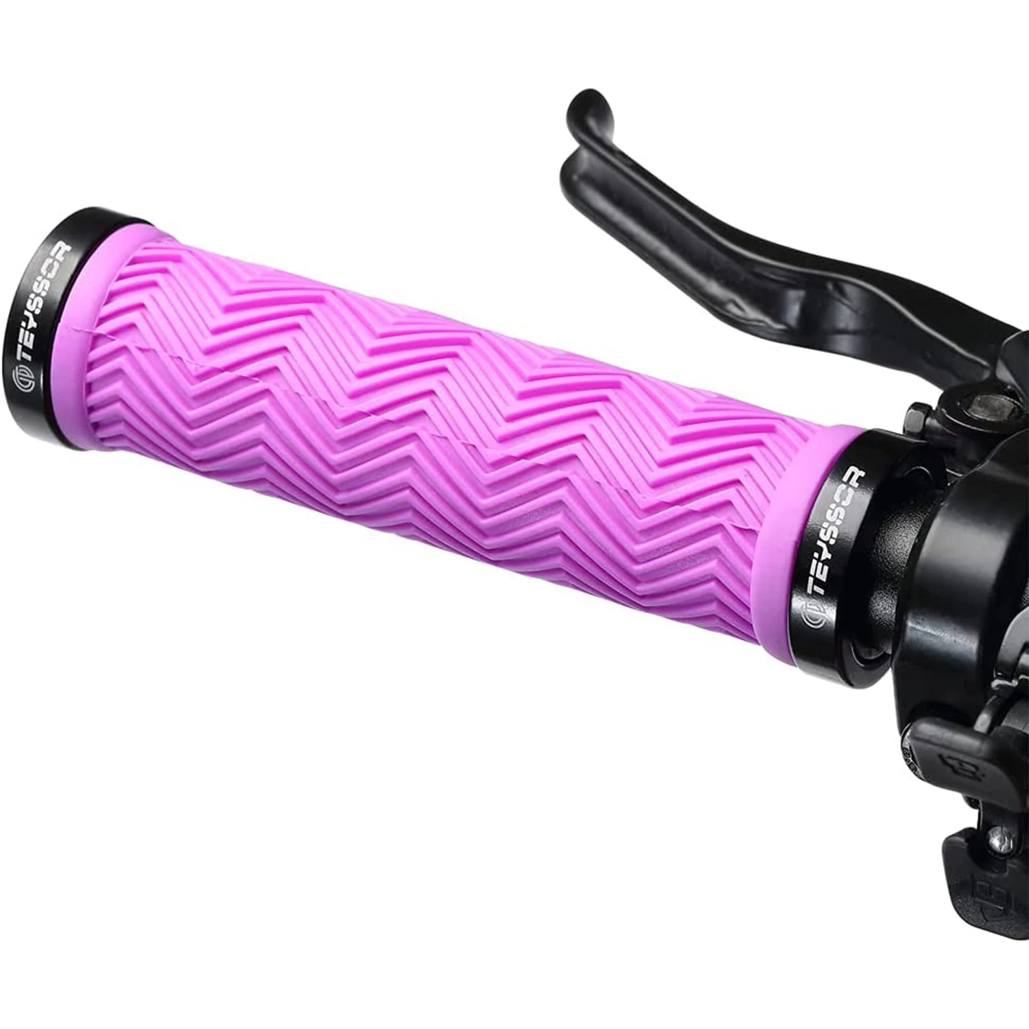 Teyssor Mountain Bike Grips Double Lock on, Non-Slip Shock Absorbing Bicycle Handlebar Grips 130mm for MTB Downhill