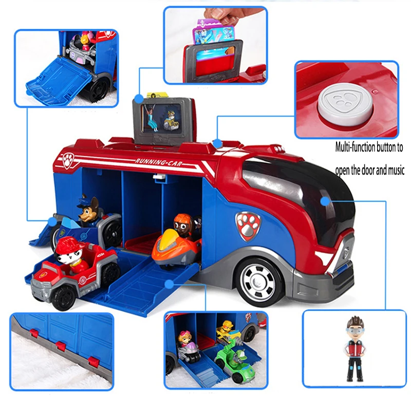 Paw Patrol Juguete мобильный спасательный автобус собака Patrulla Canina Аниме фигурки автомобиль ABS фигурка детские игрушки для детей Подарки