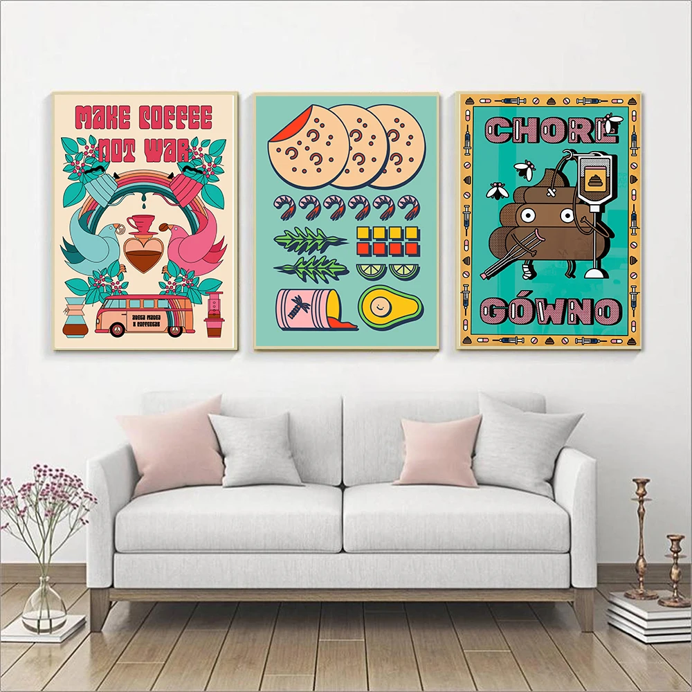 

Make Coffee Tortilla Poster Modern Kitchen Dining Room Wall Art Home Decor Painting Food Canvas Prints Pictures No Frame