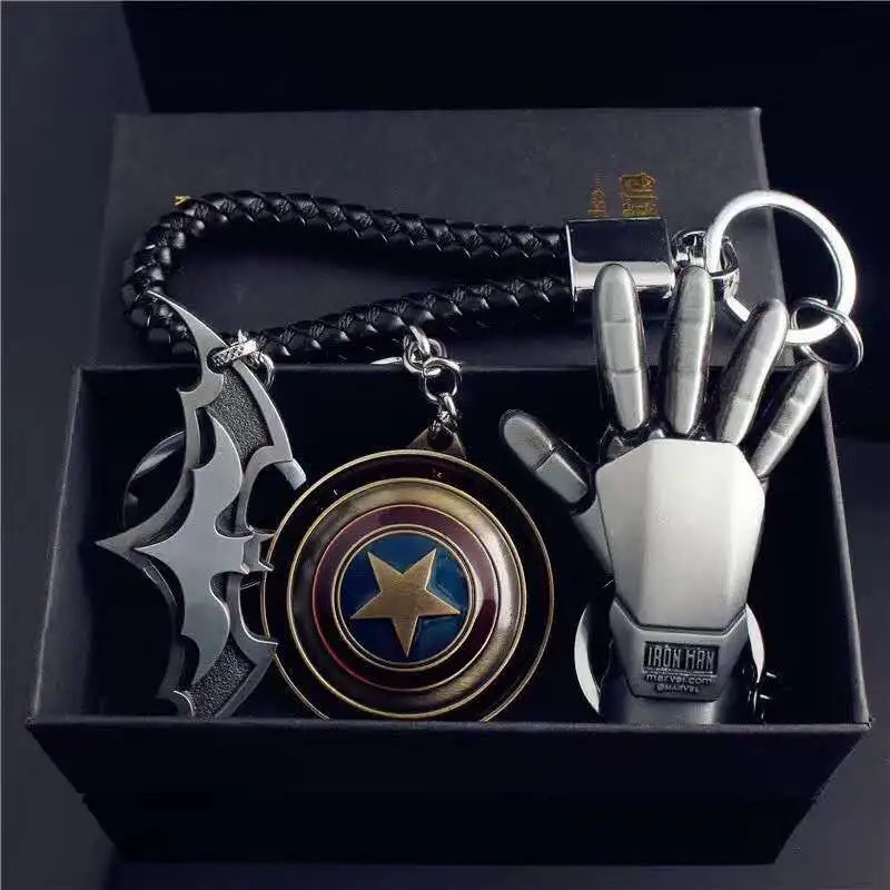 Мстители alliance super hero брелок с героями Marvel Железный человек Капитан Америка Человек-паук стрела Супермен щит Бэтмен подарок игрушки - Цвет: Черный