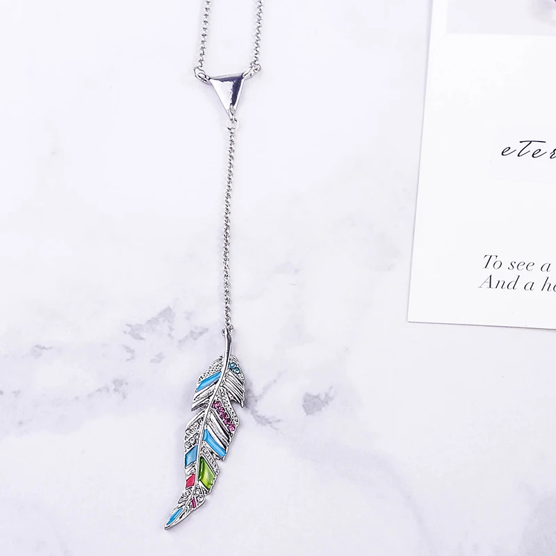 Уникальное разноцветное ожерелье с искусственным пером и листьями из смолы для женщин, подарки, модные ювелирные изделия
