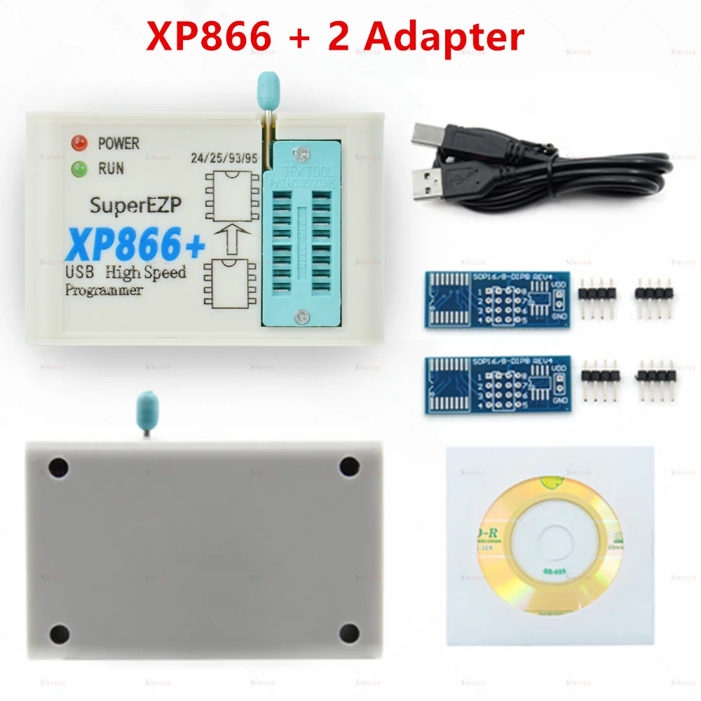 오리지널 XP866 USB SPI 프로그래머+ 2개의 표준 어댑터 Sop8/16 지원 24 25 93 95 EEPROM 플래시 BIOS 미니프로 노트북 PC 프로그래밍