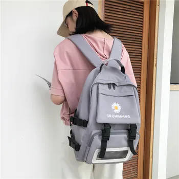 

5 colors Women Backpack for Girls School Bags Teenage nylon Waterproof School BackPack Flowers Fashion Bagpack Transparent Pouch