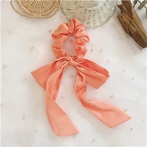 Orange pink Женские резинки для волос из твердой ленты с бантом для девушек, резинки для волос в стиле колледжа, держатель для конского хвоста, основные аксессуары для волос - Цвет: Orange pink