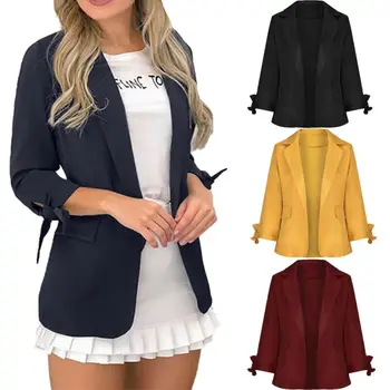 

Womens Ladies Crop Short OL Blazer Jacket Lapel Tops Coat Slim Fit Long Sleeve