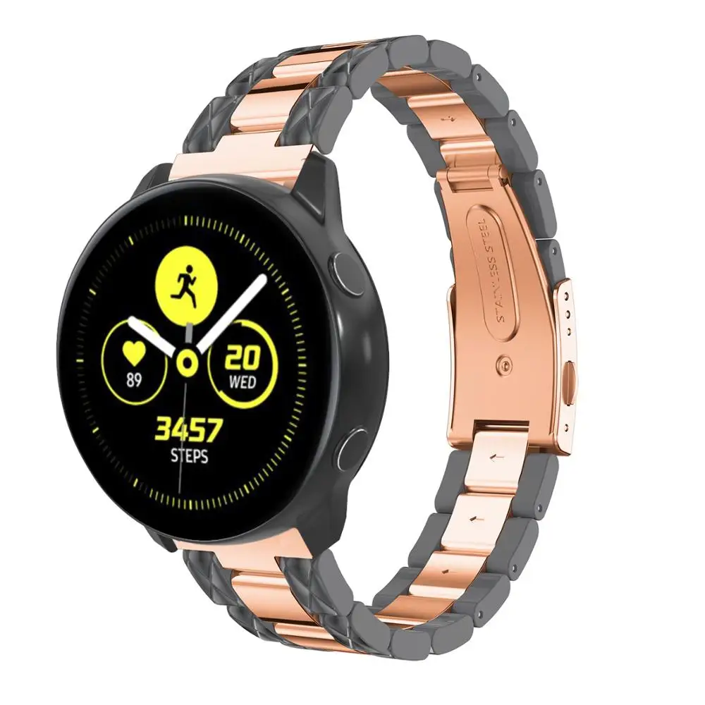 Браслет из нержавеющей стали для samsung Galaxy Watch активные ремешки розовые золотые браслеты для часов 42 ремешок для часов, мм 20 мм ремешок для часов