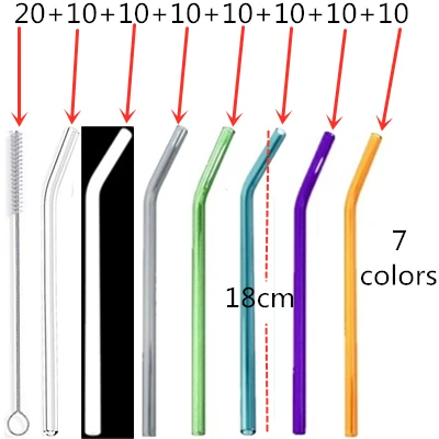 100 шт многоразовые стаканы для питья Str 18cmx8 мм-идеальная многоразовая соломинка для смузи, чая, сока-10 упаковок с 20 щетками для чистки - Цвет: 70 straw - 20 brush