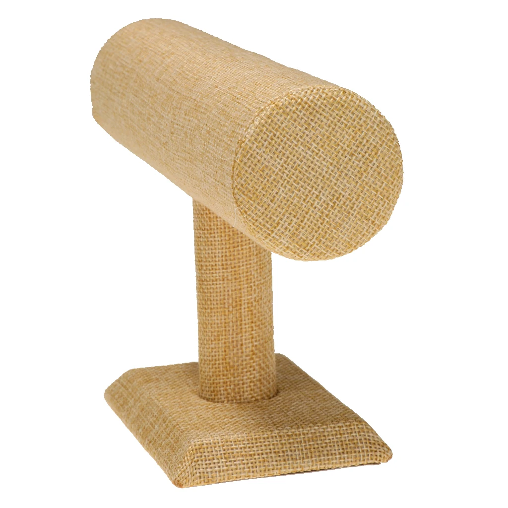 Wood Velvet Jewelry Hard Display Stand Holder Bracelet Chain Bangle Watch Jewelry Organizer T-Bar Rack