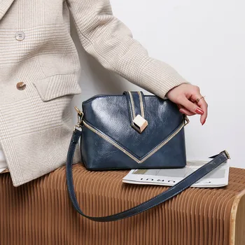 

Women Over the Shoulder Bag Cow Leather Female Flap Bags Tote Famous Designer Vintage Ladies Messenger Bags