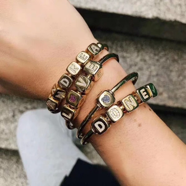 Новинка,, настраиваемый женский браслет из циркона, bijoux femme, браслет в кости, заглавные буквы, запонки, браслет золотого цвета