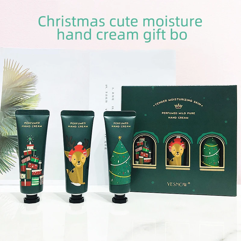 

Hot 3pcs Christmas Hand Cream Set Moisturizing Nourishing Skin Lighten Fine Lines Hand Care Cream Best Winter Gift