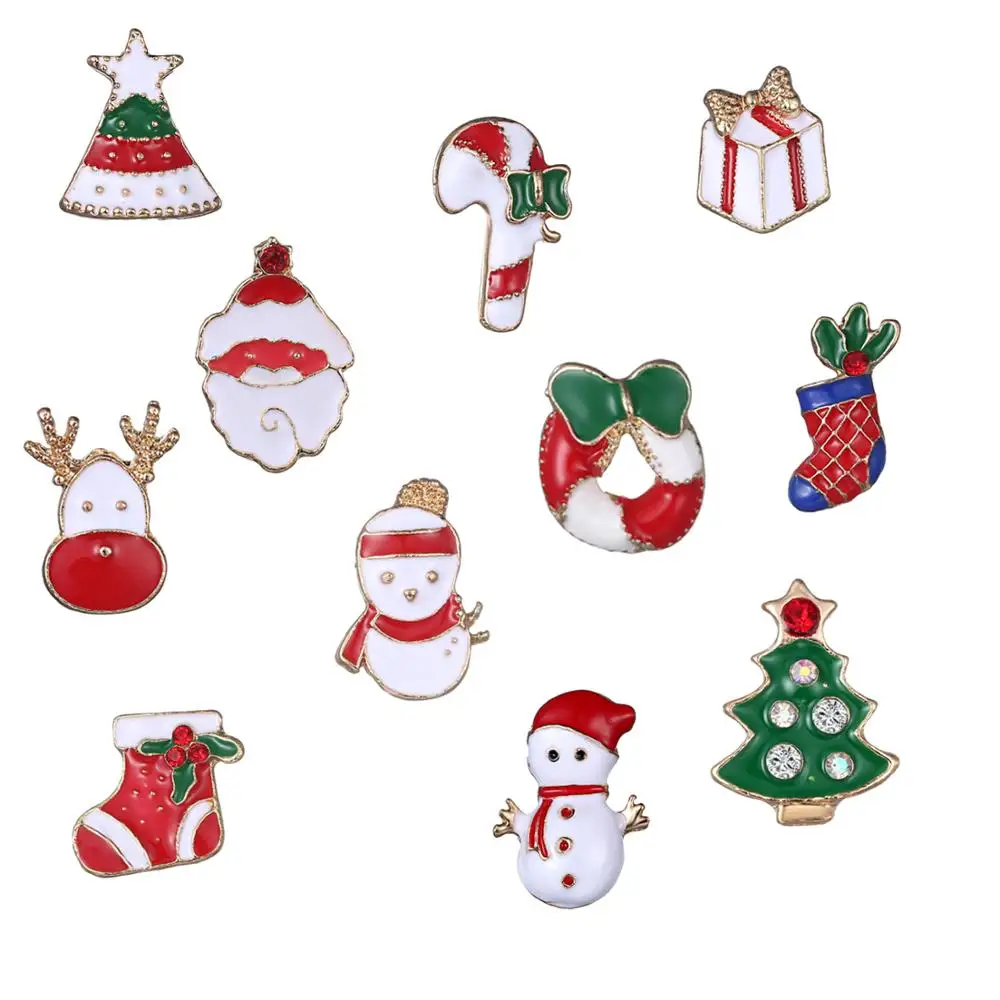 

Rinhoo 3pcs/set Christmas series enamel badge brooch snowman Santa Claus sock tree elk jingle Bell brooch New charm jewelry gift